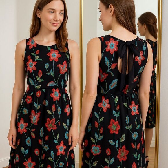 MSK Floral Embroidered Black Dress - Picture 16 of 16